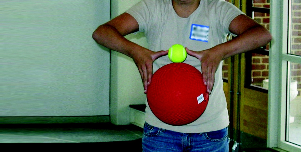 Simple items such as tennis balls can help students visualise differences in size of astronomical objects